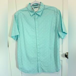 Cactus Man men’s shirt aqua blue flamingo size large button up